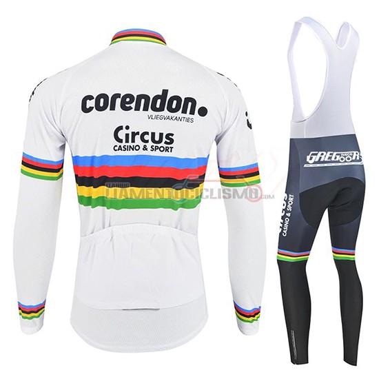 Abbigliamento Ciclismo UCI Mondo Campione Corendon Circus Manica Lunga 2019 Bianco